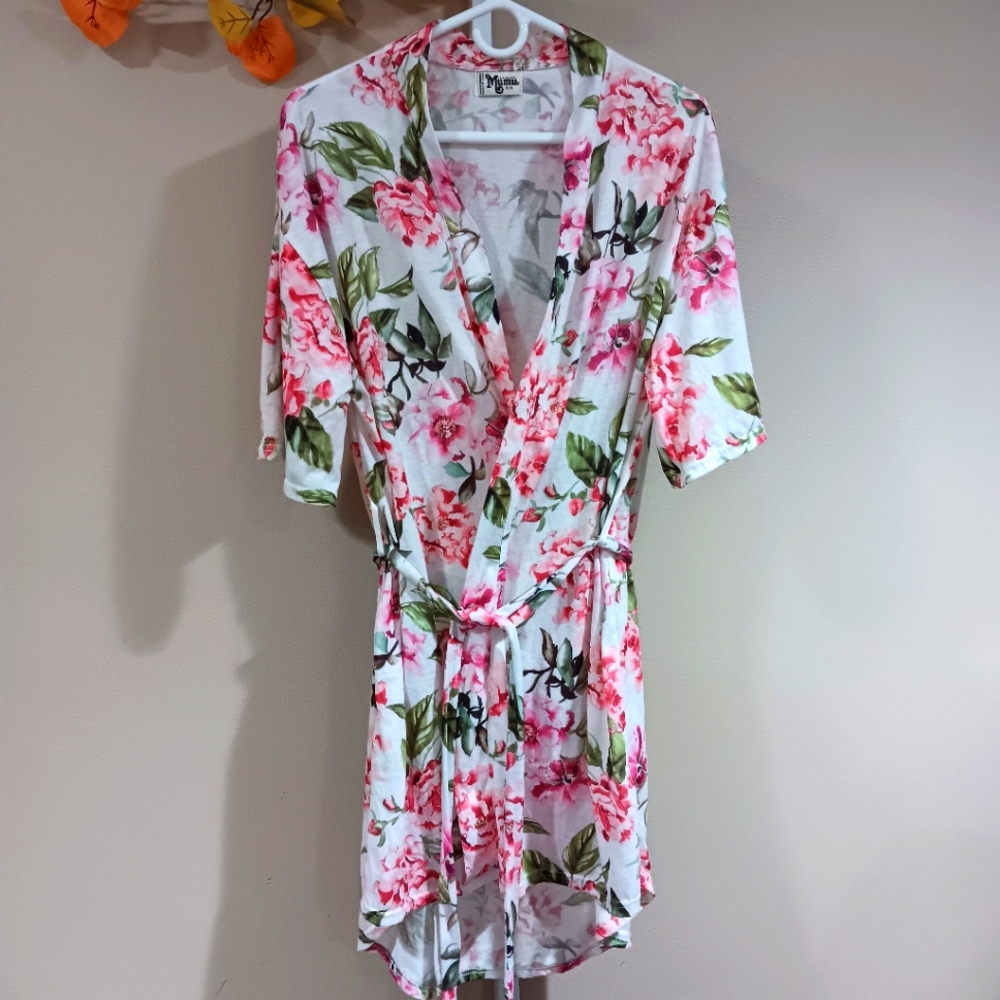 Show Me Your MuMu Women's (OS) White, Pink Floral Robe